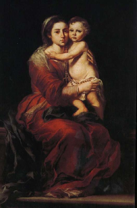 Bartolome Esteban Murillo Rosary of the Virgin Mary holding roses